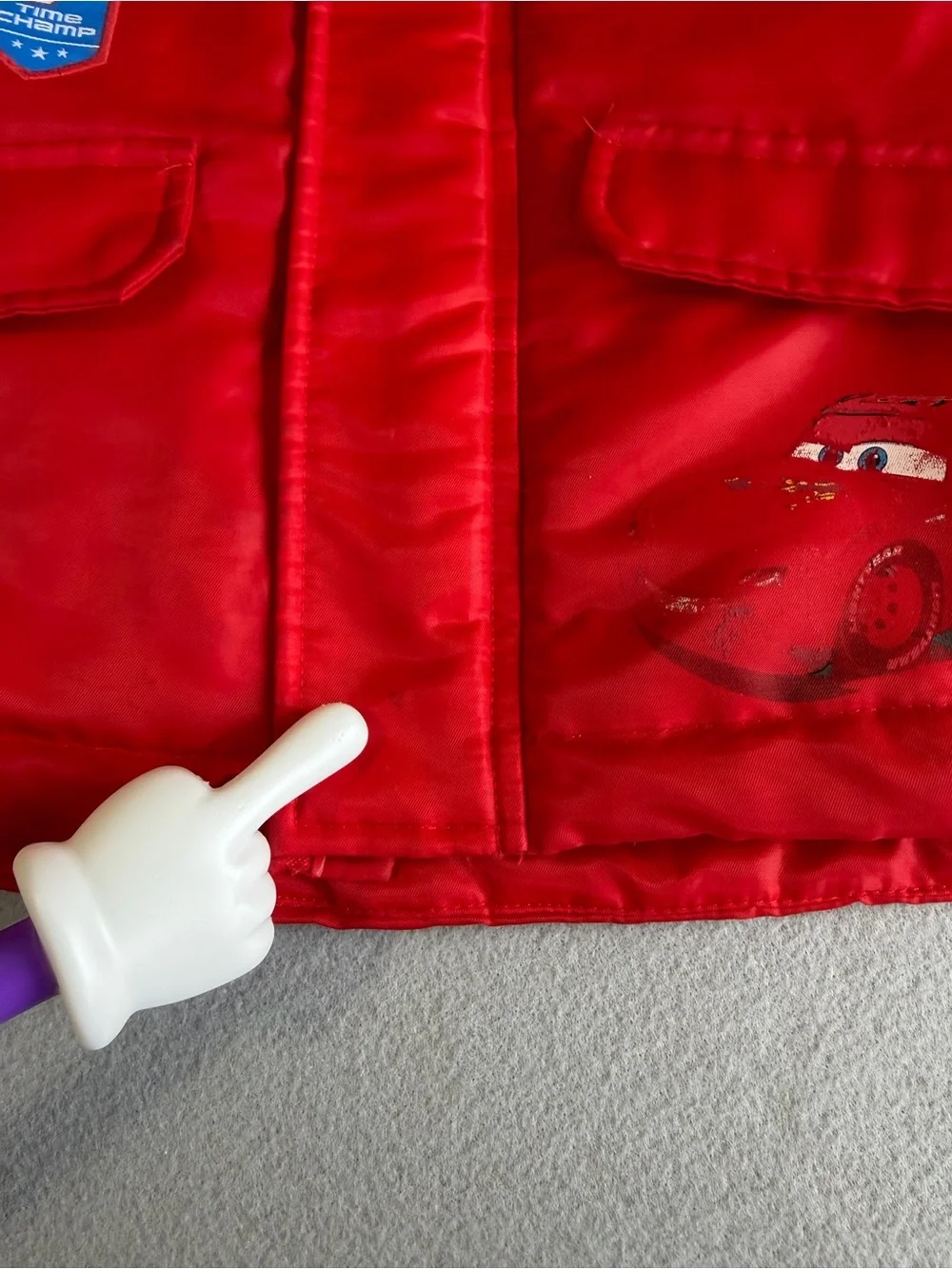 Disney Cars Lightning McQueen Red Hooded Jacket Size 4 Lined Polyester Snap